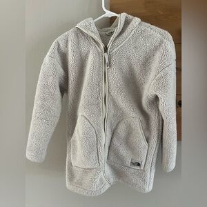 The North Face Kids Off-White Long length Sherpa Zip Hoodie